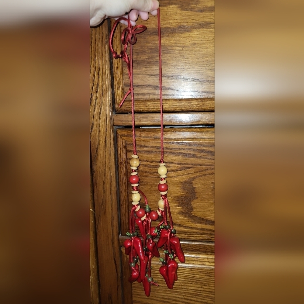 Vintage Adjustable Chili Pepper Dangle Necklace